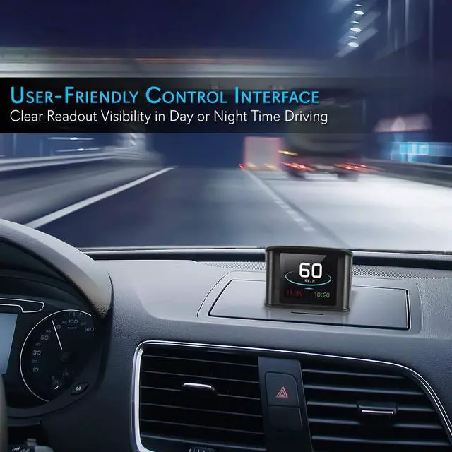 Alt view image 5 of 7 - Universal Vehicle Smart HUD Display - 2.6" Digital Mini Car Dashboard Heads Up Windshield Speedometer Projector System w/ GPS Navigation Compass, Displays Speed, Distance, Time and More - PHUD19
