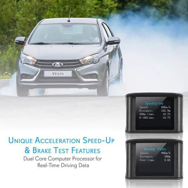 Alt view image 6 of 7 - Universal Vehicle Smart HUD Display - 2.6" Digital Mini Car Dashboard Heads Up Windshield Speedometer Projector System w/ GPS Navigation Compass, Displays Speed, Distance, Time and More - PHUD19