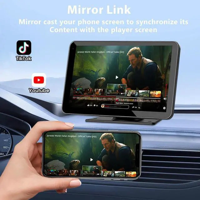 Alt view image 5 of 7 - Carplay Screen for Car, 7" HD Wireless Portable Car Play Touchscreen Stereo with Android Auto Mirror Link/Backup Camera/GPS Navigation/Satellite Radio for All Vehicles