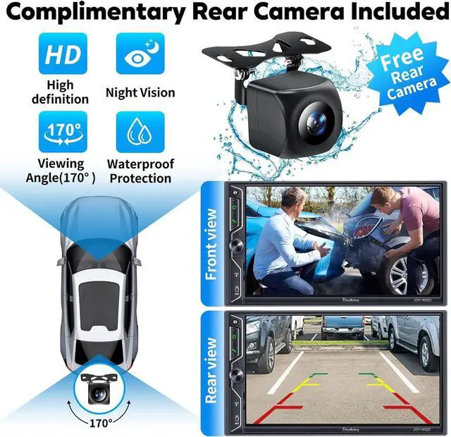 Alt view image 7 of 7 - [QLED Screen Upgrade] 7" Double Din Car Stereo with Wireless Apple CarPlay and Android Auto, 240W Powerful Sound, 4.2-Channel Audio Output, Bluetooth, MirrorLink, Backup Camera, AM/FM Car Radio
