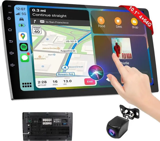 Main image of Wireless Double Din Car Stereo with Apple CarPlay/Android Auto,Carplay Screen for Car,Voice Control with Backup Camera,Bluetooth,Navigation, Mirror Link (10.1 Inch)