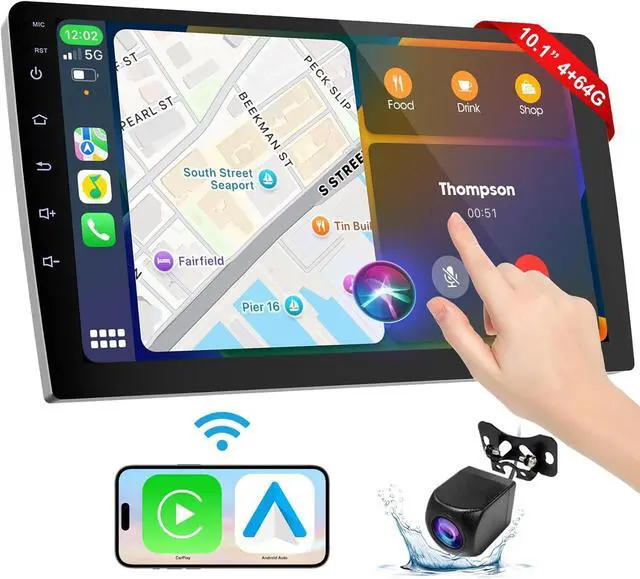 Alt view image 2 of 7 - Wireless Double Din Car Stereo with Apple CarPlay/Android Auto,Carplay Screen for Car,Voice Control with Backup Camera,Bluetooth,Navigation, Mirror Link (10.1 Inch)