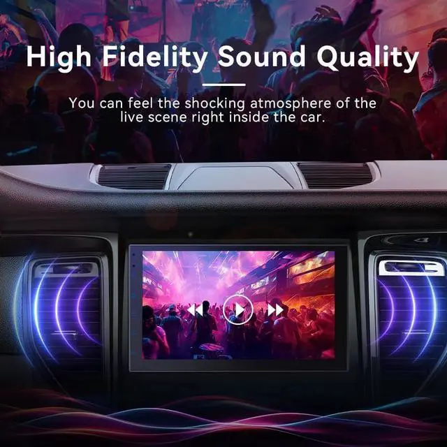 Alt view image 3 of 7 - 7 Inch Double Din Car Stereo,with Wireless Apple CarPlay and Android Auto Screen for Car,HD Touch Screen carplay Screen with 1080P Backup Camera,Mirror Link,AUX,FM/AM|Wireless 2 Din Car Radio