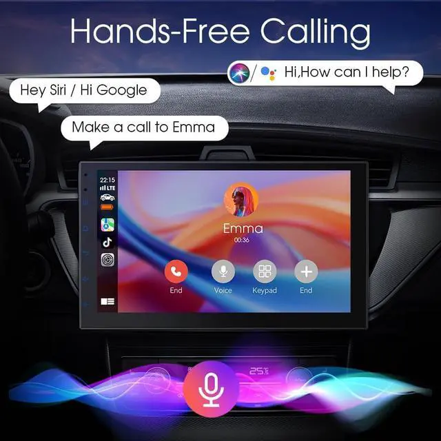 Alt view image 4 of 7 - 7 Inch Double Din Car Stereo,with Wireless Apple CarPlay and Android Auto Screen for Car,HD Touch Screen carplay Screen with 1080P Backup Camera,Mirror Link,AUX,FM/AM|Wireless 2 Din Car Radio