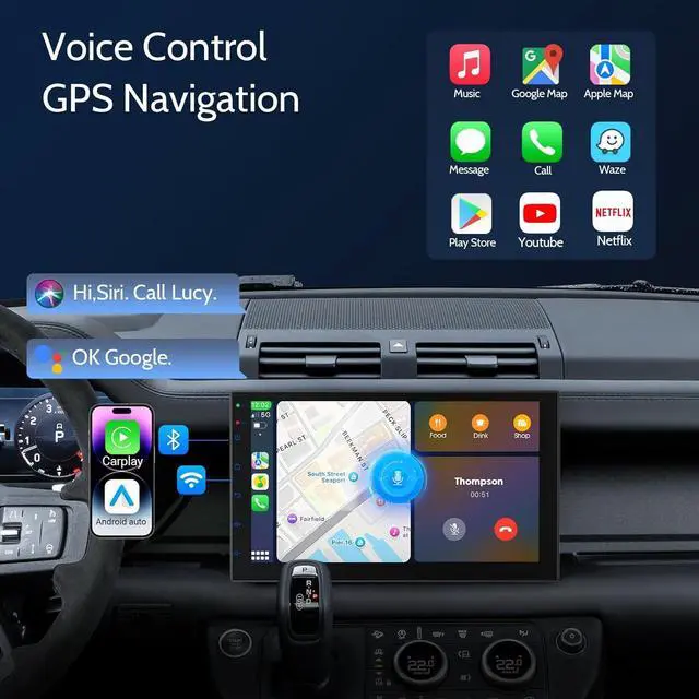 Alt view image 7 of 7 - 7 Inch Double Din Car Stereo,with Wireless Apple CarPlay and Android Auto Screen for Car,HD Touch Screen carplay Screen with 1080P Backup Camera,Mirror Link,AUX,FM/AM|Wireless 2 Din Car Radio