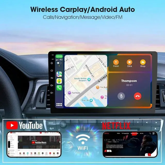 Alt view image 5 of 7 - Wireless Double Din Car Stereo with Apple CarPlay/Android Auto,Carplay Screen for Car,Voice Control with Backup Camera,Bluetooth,Navigation, Mirror Link (10.1 Inch)