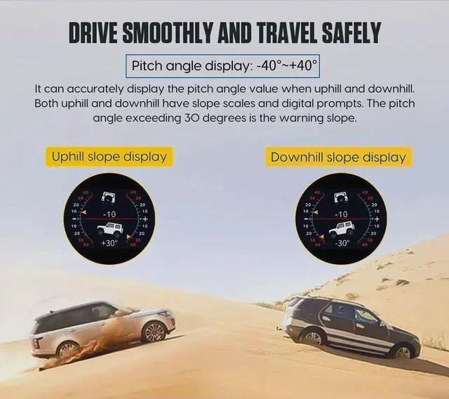 Alt view image 4 of 7 - X95 GPS Speedometer MPH Digital Car Inclinometer Level & Angle Slope Meter Gauge, Head Up Display Automotive Bevel Tilt Gauges for Off-Road Vehicle