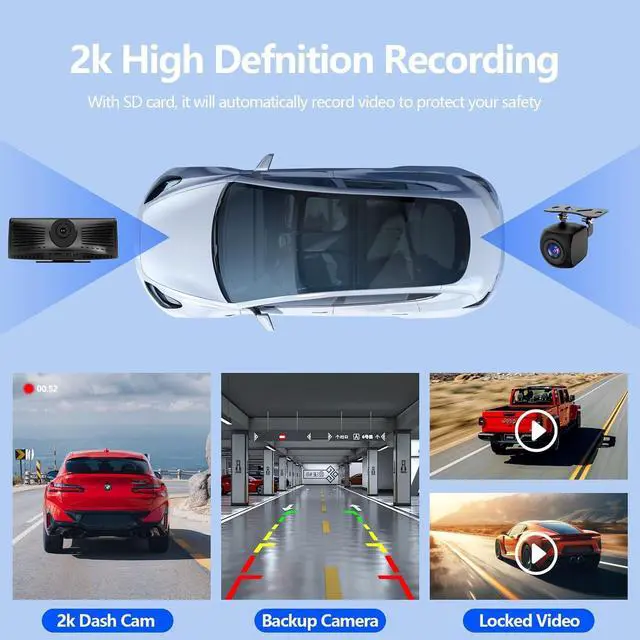 Alt view image 4 of 7 - Wireless Carplay Screen for Car 2K Dash Cam, 8.1" HD Portable Car Stereo with Carplay & Android Auto, 1080P Backup Camera, Mirror Link/Bluetooth/GPS Navigation/Satellite Radio for All Vehicles