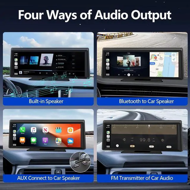 Alt view image 5 of 7 - Wireless Carplay Screen for Car 2K Dash Cam, 8.1" HD Portable Car Stereo with Carplay & Android Auto, 1080P Backup Camera, Mirror Link/Bluetooth/GPS Navigation/Satellite Radio for All Vehicles