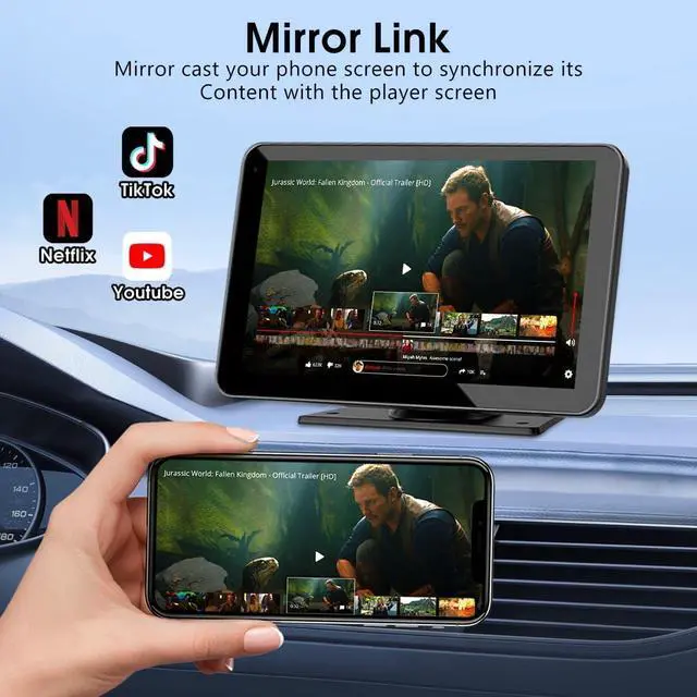 Alt view image 3 of 7 - 2025 Enhanced Carplay Screen for Car - 7" HD Portable Carplay & Android Auto with Bluetooth, HD Backup Camera, GPS Navigation, Siri, FM Radio, AUX, and Mirror Link  Compatible with All Vehicles