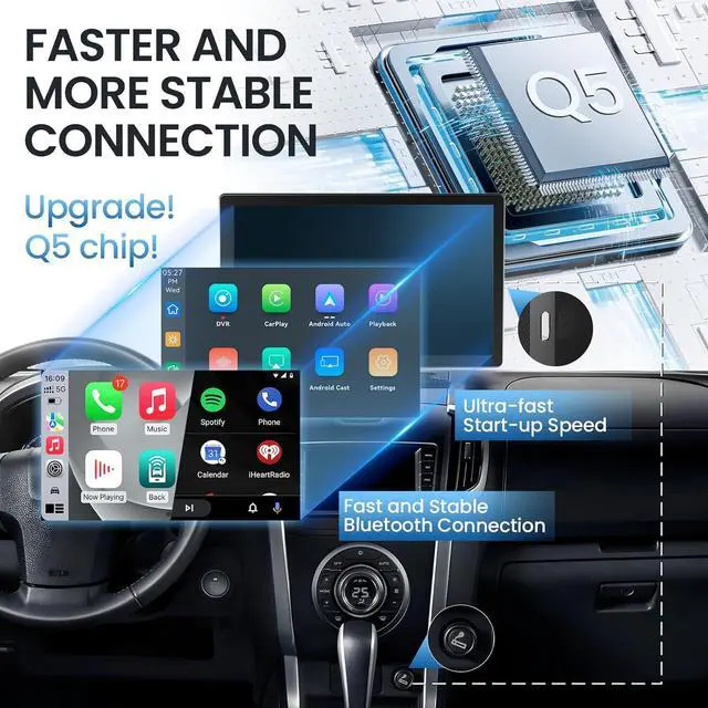 Alt view image 3 of 7 - 9'' HD Portable Carplay Screen for Car with 4K Dash Cam & 1080P Backup Camera DVR, Car Audio Receivers with Carplay & Android Auto Touch Screen, GPS Navigation, Mirror Link, Voice Control