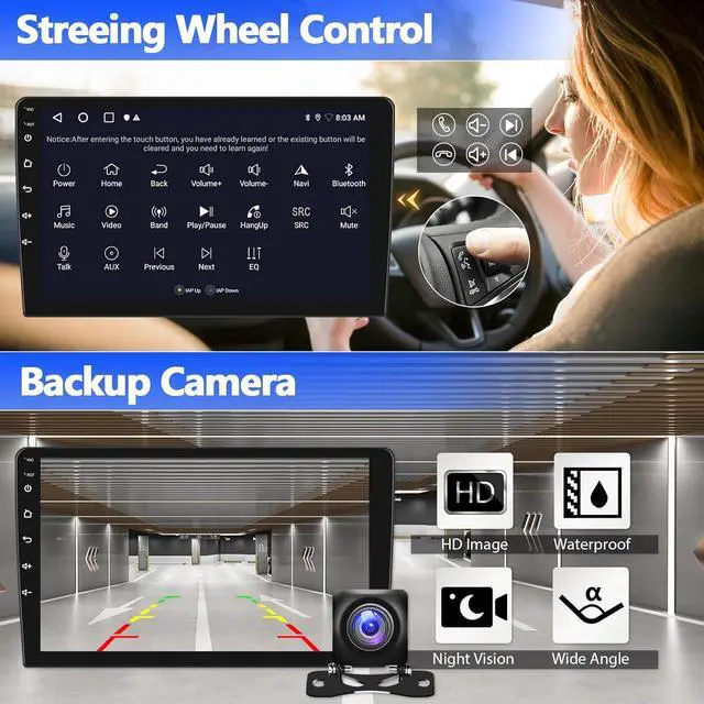 Alt view image 6 of 7 - 2G+64G Android Car Stereo for Honda Accord 8th 2008-2013 with Wireless Carplay Android Auto Mirror Link 10.1 inch Touchscreen Car Radio with GPS Navigation WiFi 26UI Bluetooth FM Backup Camera MIC