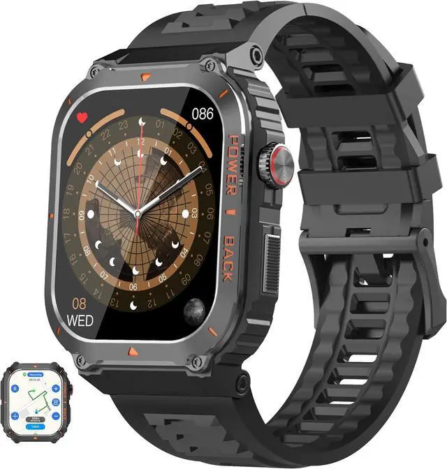 Main image of Military GPS Smart Watch for Men with Offline Map/Air Pressure/Altitude/Compass,smart Watch for Android Phones and iPhone,Waterproof Fitness Tracker with Blood Oxygen/Heart Rate/Sleep/100+ Sport Modes