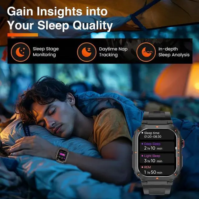 Alt view image 7 of 7 - Military GPS Smart Watch for Men with Offline Map/Air Pressure/Altitude/Compass,smart Watch for Android Phones and iPhone,Waterproof Fitness Tracker with Blood Oxygen/Heart Rate/Sleep/100+ Sport Modes