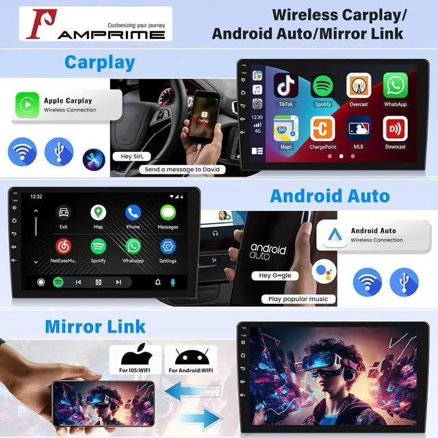 Alt view image 3 of 7 - [2+64G]Android 13 Car Stereo for Hyundai Elantra 2007 2008 2009 2010 with Wireless Carplay &Android Auto,9 Inch Touch Screen Car Radio with GPS WiFi Bluetooth FM/RDS Radio SWC AUX-in+AHD Backup Camera