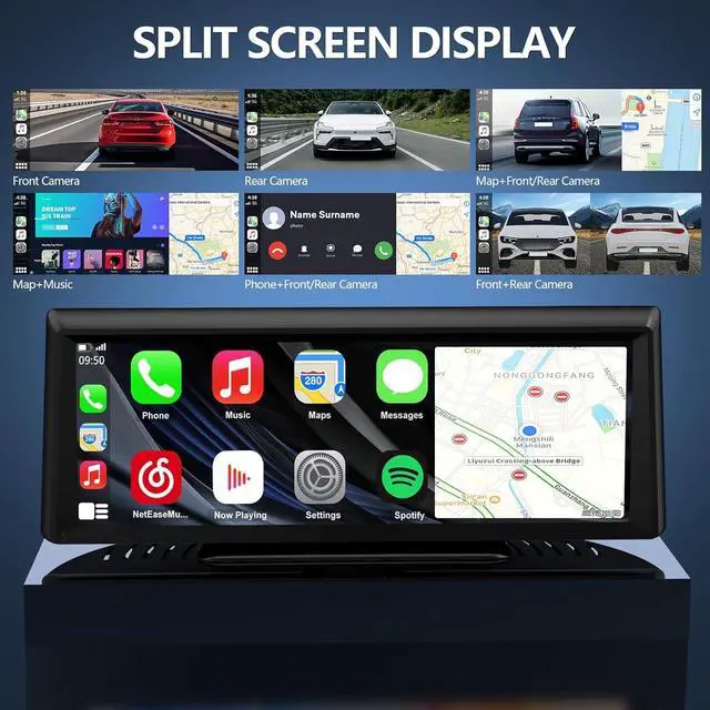 Alt view image 7 of 7 - Wireless CarPlay Screen with 2K Dash Cam, 8.1" Portable Touchscreen Car Stereo with CarPlay & Android Auto, 1080P Backup Camera, Voice Control, Bluetooth, Mirror Link, GPS Navigation