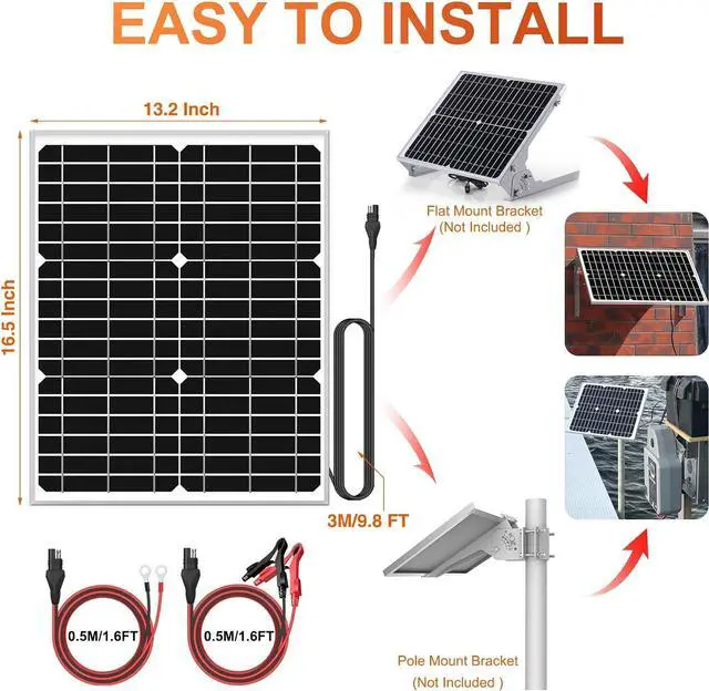 Alt view image 7 of 7 - 12V 20W Solar Battery Charger Maintainer PRO, Built-in UltraSmart MPPT Charge Controller, Waterproof 20 Watt Solar Panel Charging Kit for 12Volt AGM, Deep Cycle, Lead-Acid, Lifepo4 Battery