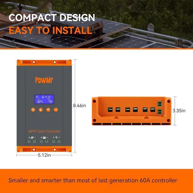 Alt view image 4 of 7 - 60A MPPT Solar Charge Controller, 12V/24V/48V/160V(Max) DC Input, Bulit in LCD Display, Support 12(Max) Solar Regulator Connections, Work for Lead-Acid and Lithium BatteriesParallel Version
