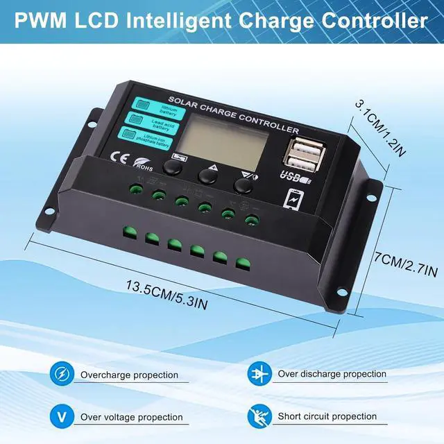 Alt view image 5 of 7 - 50W Solar Panels Kit 12V Monocrystalline Solar Maintainer 10A Battery Charge Controller with Extension Cable and Clips O-Ring Terminal fit RV Car Rooftop Camp Off Grid Applications