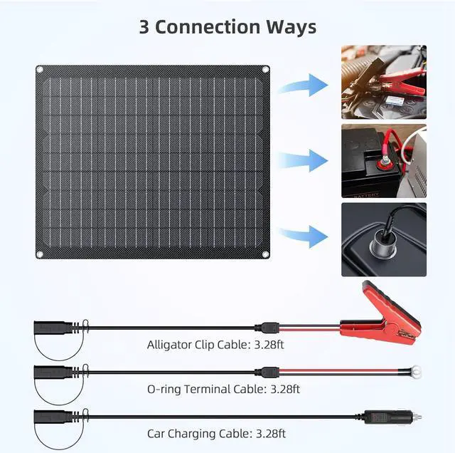 Alt view image 7 of 7 - 40W 12V Solar Battery Charger,2 PCS 20W Solar Battery Maintainer with Built-in Intelligent Charge Controller,IP68 Waterproof Trickle Charger for Car Boat Marine RV Trailer
