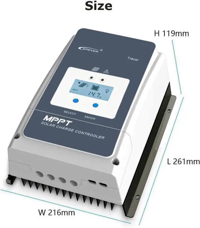 Alt view image 2 of 7 - 50A MPPT Solar Charge Controller Tracer-an Series High-Power Charge Controllers Compatible with 12V/24V/36V/48V Lead-Acid and Lithium Batteries (50A)