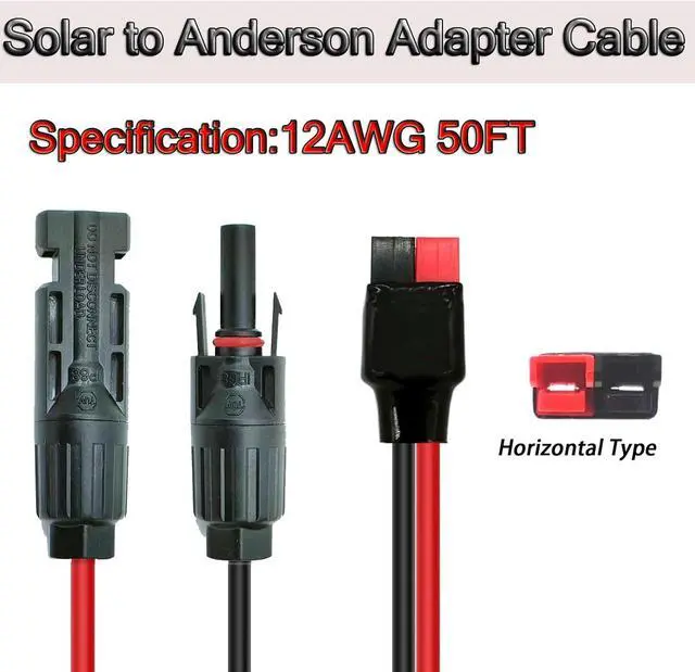 Alt view image 2 of 7 - 12AWG 50FT Solar to ADS Adapter Charge Cable for Solar Generator,Solar Charge Controller and Portable Power Stations (12AWG 50FT Horizontal)