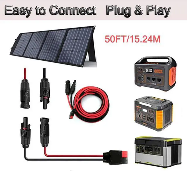 Alt view image 5 of 7 - 12AWG 50FT Solar to ADS Adapter Charge Cable for Solar Generator,Solar Charge Controller and Portable Power Stations (12AWG 50FT Horizontal)