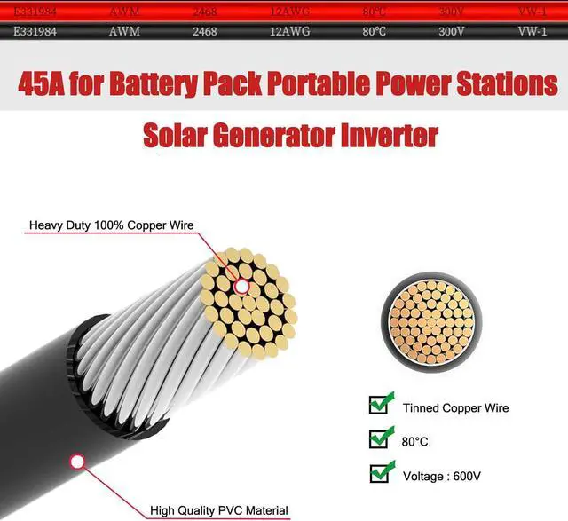 Alt view image 6 of 7 - 12AWG 50FT Solar to ADS Adapter Charge Cable for Solar Generator,Solar Charge Controller and Portable Power Stations (12AWG 50FT Horizontal)