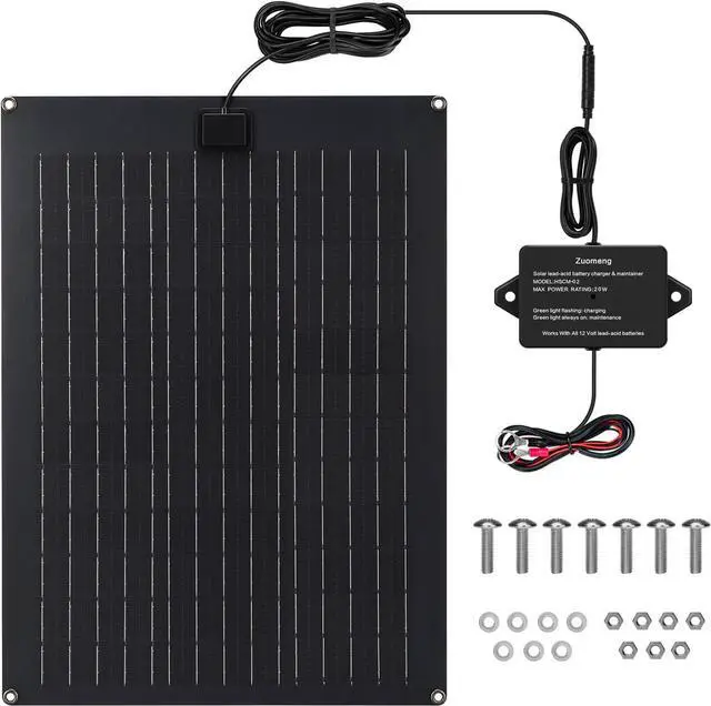 Main image of Solar Battery Charger Maintainer,  20W Solar Panel Kit for Dump Trailer Built-in Maintenance Pulse & Intelligent MPPT Charge Controller, Waterproof, Suitable for 12V Lead-Acid Battery