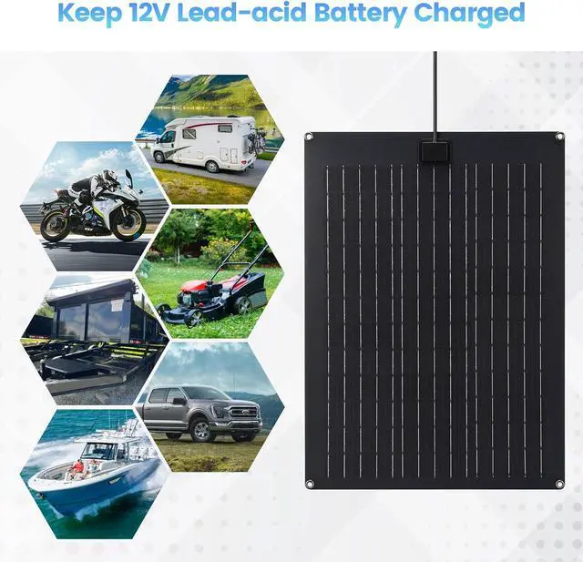 Alt view image 7 of 7 - Solar Battery Charger Maintainer,  20W Solar Panel Kit for Dump Trailer Built-in Maintenance Pulse & Intelligent MPPT Charge Controller, Waterproof, Suitable for 12V Lead-Acid Battery