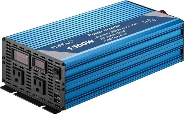 Main image of 1500W Pure Sine Wave Inverter 12V to 110V with Built-in 5V/2.1A USB Port,Hardwire Terminal, LCD Display,12V DC to 120V AC Converter for Home, RV, Truck (1500W)
