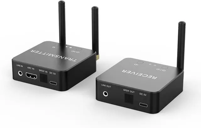 Main image of 5.8GHz&5.2GHz Dual-Band Wireless Audio Transmitter Receiver with HDMI/Optical Digital(SPDIF)/RCA(3.5mm) in/Output, 160ft Long Range 0.018s Low Latency with Built-in Bluetooth 5.3 Receiver
