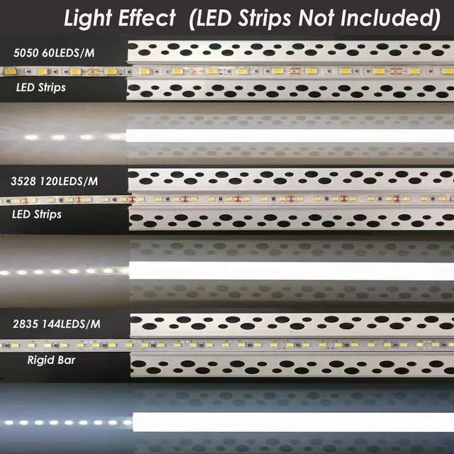 Alt view image 5 of 7 - Plaster-in LED Aluminum Channel 6Pack 1m/3.3ft Plaster LED Strip Light Diffuser Profile,Trimless Drywall Aluminum LED Channel Profile with Milky Diffuser Cover End Cap for Wall and Ceiling