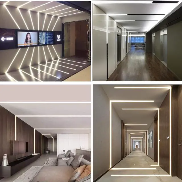 Alt view image 7 of 7 - Plaster-in LED Aluminum Channel 6Pack 1m/3.3ft Plaster LED Strip Light Diffuser Profile,Trimless Drywall Aluminum LED Channel Profile with Milky Diffuser Cover End Cap for Wall and Ceiling
