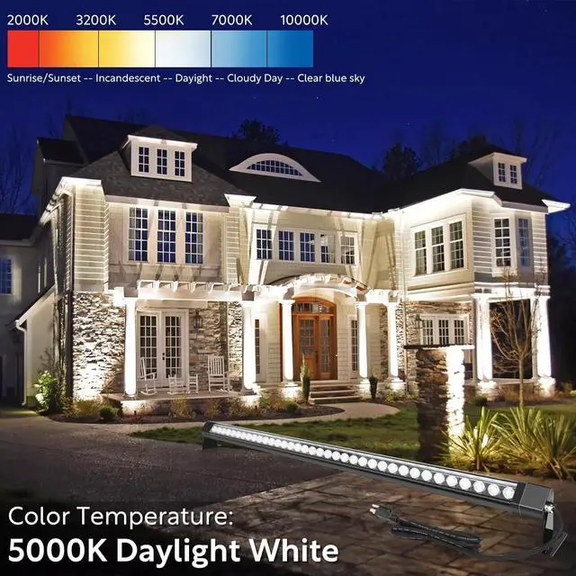 Alt view image 2 of 7 - LED Wall Washer Lights Bar 2 Pack,72W 5000K Daylight White Outdoor Wall Wash Lighting,4ft IP67 Waterproof Linear Led Wall Washer Light for Garden,Backyard,Building,Courtyard Exterio Landscape Lighting