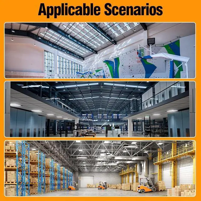 Alt view image 5 of 5 - 8 Pack LED High Bay Lights 200W, 30000LM 6500K UFO High Bay Led Shop Lights AC100-277V with Plug Industrial Warehouse Workshop Factory Barn Garage Area Lighting Fixture