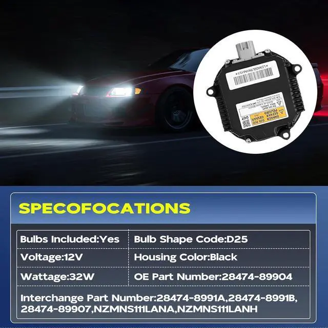 Alt view image 5 of 7 - 2 Set Xenon HID Ballast Headlight Control Unit with Igniter & D2S Bulb Compatible with Nissan Altima Maxima Murano 370Z 350Z G35 G37 FX35 FX45 QX56 QX70 QX80 Replace 28474-89904 28474-8991A
