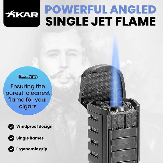 Alt view image 2 of 6 - Tactical Single-Jet Lighter, Gunmetal - Powerful Flame, Rugged Design with Rest Feature, Pocket Clip, EZ-View Fuel Window, and Adjustable Flame Height - Ideal for Outdoor Use