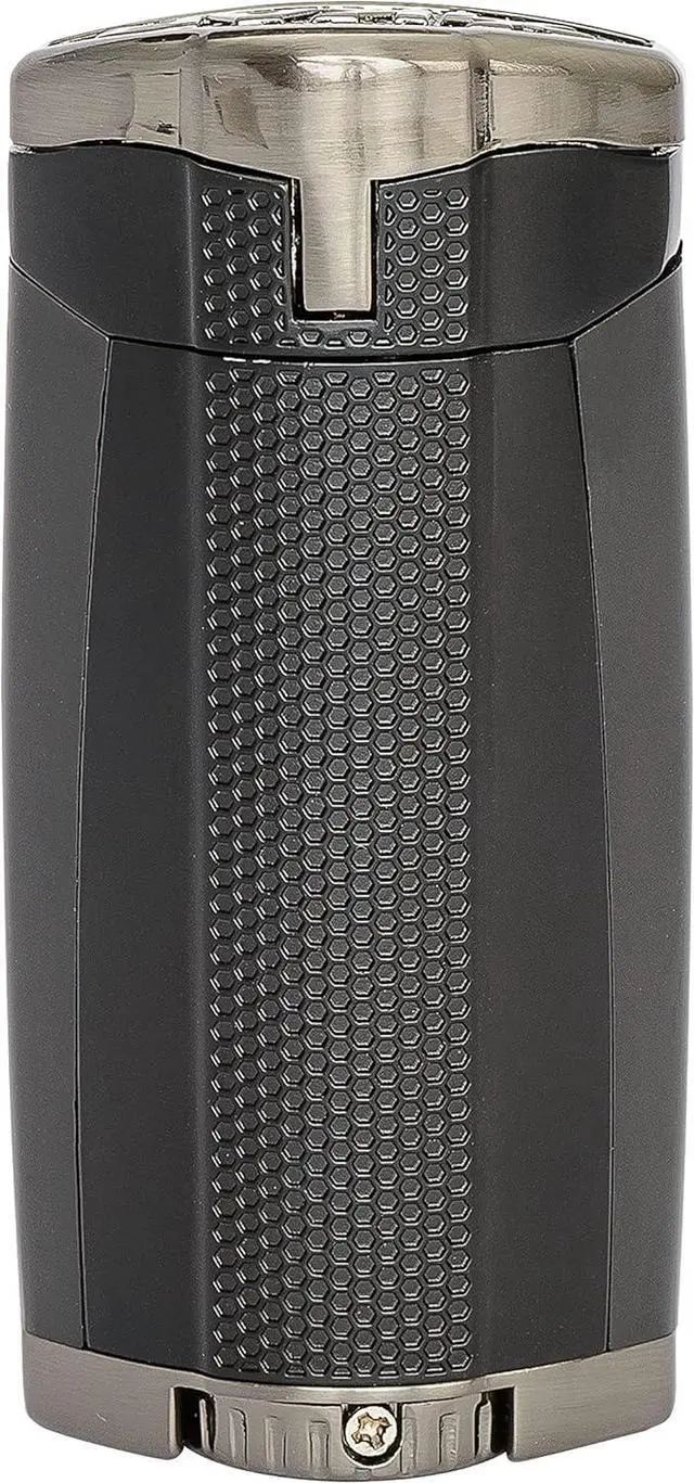 Alt view image 5 of 7 - HP3 Triple Jet Flame Butane Torch Lighter, Silver | Wind Resistant, Refillable Fuel Tank with EZ-View Window, Adjustable Flame, Easy Push Ignition, Flip-Top Lid, High Altitude Tested