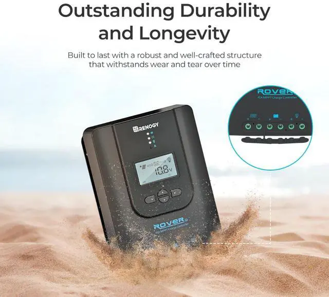 Alt view image 4 of 4 - 40A 12V/24V Auto DC Input MPPT Solar Charge Controller Parameter Adjustable LCD Display Solar Panel Regulator fit for Gel Sealed Flooded and Lithium Battery, Rover 40A w/ Bluetooth,Black