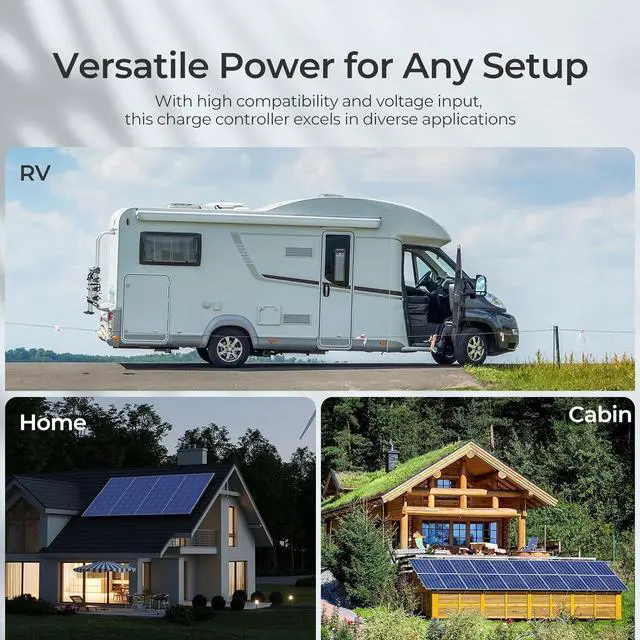 Alt view image 7 of 7 - 60A MPPT Solar Charge Controller 12V/24V/36V/48V Auto, 150V Maximum Solar Input, Compatible with Lithium AGM Gel Batteries, for Home RV Marine Workshop, Rover Lite 60A
