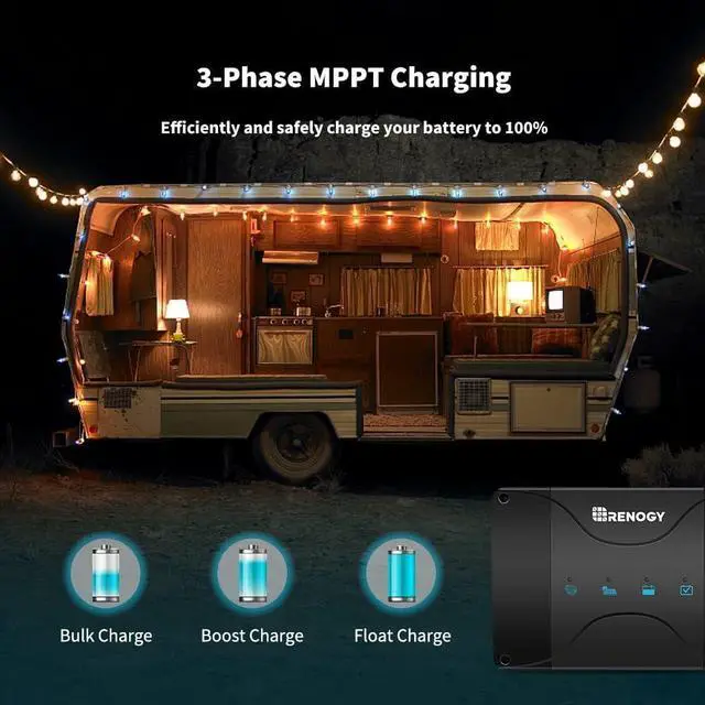 Alt view image 2 of 7 - 50 Amp MPPT Charge Controller 12V MPPT Solar Charge Controller, Capable for Solar Panel and Alternator Power Input, with DC to DC Battery Charger Function, for Gel, AGM, and Lithium Batteries
