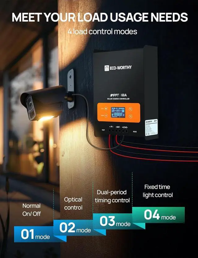 Alt view image 6 of 7 - 60A MPPT Solar Charge Controller Bluetooth, 12/24/36/48V Solar Panel Regulator for Lead-Acid/Lifepo4 Battery in Solar System RV
