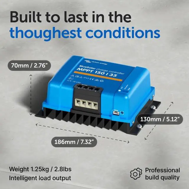Alt view image 3 of 7 - BlueSolar MPPT Solar Charge Controller - Charge Controllers for Solar Panels - 150V, 35 amp, 12/24/36/48-Volt