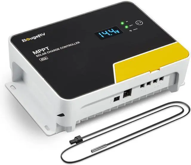Main image of MPPT Solar Charge Controller 40A, with Remote APP Control, Backlit LCD Display, Temperature Sensor, 12V/24V/36V/48V Battery Regulator, for LiFePO4, SLD, AGM, FLD, Gel Battery, Negative Ground