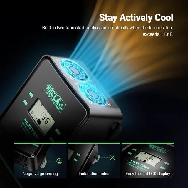 Alt view image 7 of 7 - 100A MPPT Solar Charge Controller, 12V/24V/36V/48V Negative Grounding Controller, w/ Smart Bluetooth APP Control, Low-Temp Cut-Off, LCD Display, for Lithium, Sealed, AGM, Gel, Flooded Batteries