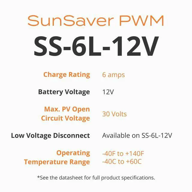 Alt view image 5 of 6 - Morningstar SunSaver 20A PWM Solar Charge Controller (SS-20L-24V) - Solar Panel Regulator for 24V Batteries, Four Stage Battery Charging, LVD, HazLoc Rated, Low Noise, 5 Year WTY - Designed in the USA