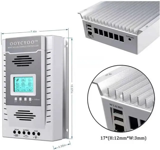 Alt view image 6 of 7 - 100amp MPPT Solar Controller, 100V Input, LiFePO4 (Lead Acid AGM) Lithium Battery, Maximum Input Voltage 100V, Power 1300W / 2600w (12V / 24V), Automatic Identification (k100a)