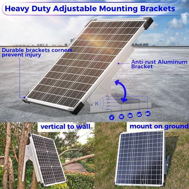 Alt view image 4 of 7 - 50W Solar Panel Kit, 12V Solar Battery Trickle Charger Maintainer + 10A MPPT Charge Controller + Adjustable Mount Bracket,Waterproof Solar Panel Battery Charger for Car Boat Marine RV Roof