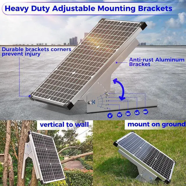 Alt view image 3 of 7 - 30W Solar Panel Kit, 12v Solar Battery Trickle Charger Maintainer + 10A MPPT Charge Controller + Adjustable Mount Bracket,Waterproof Solar Panel Battery Charger for Car Boat Marine RV Roof